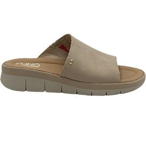 Ryka Perforated Slide Sandals Ellie Taupe Brown US 7.5W